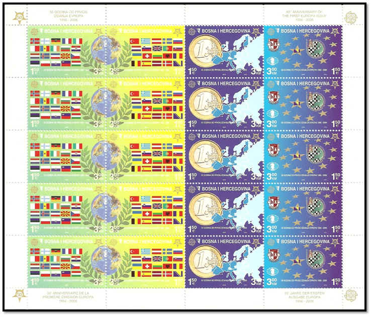 bosnie herzegovine 2005 feuillet de 20 timbres