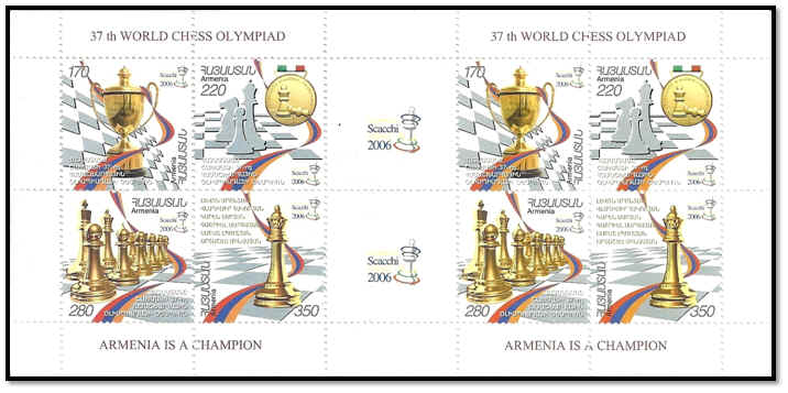arménie 2007 carnet de 8 reprenant les 4 timbres